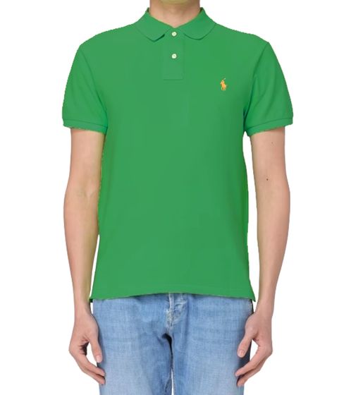 POLO RALPH LAUREN Herren Polo-Shirt Slim Fit Baumwoll-Shirt Kurzarm-Shirt Polo-Hemd 710536856362 Grün/Gelb