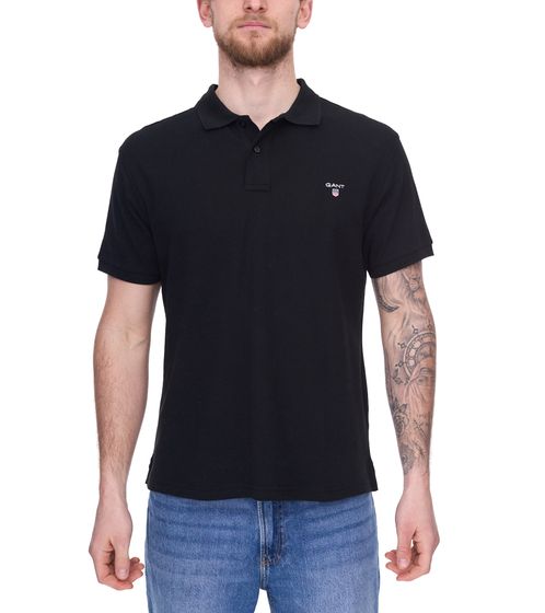 GANT men's polo shirt, regular fit, cotton shirt, short-sleeved shirt, basic shirt 2201 5 black