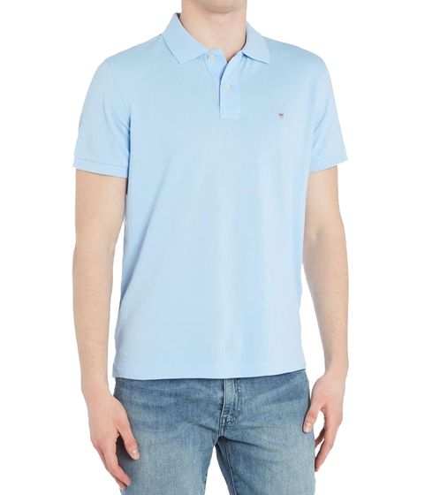 GANT Herren Polo-Shirt Regular Fit Baumwoll-Shirt Kurzarm-Shirt Basic-Shirt 2201 468 Hellblau