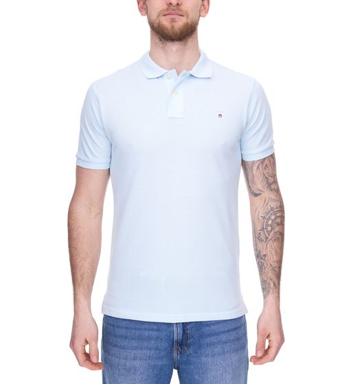 GANT Polo homme Regular Fit Chemise en coton Chemise à manches courtes Chemise basique 2201 468 bleu clair