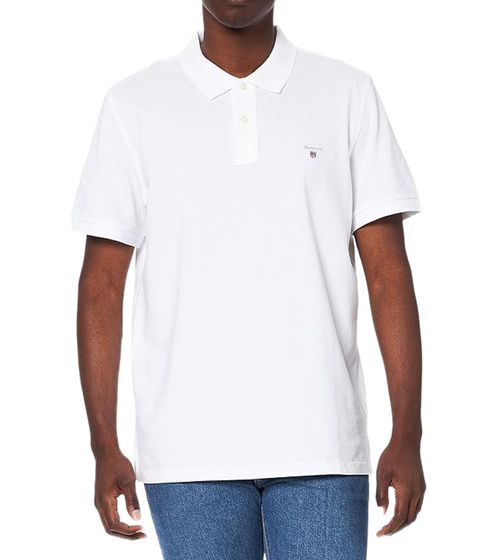 GANT Polo Homme Regular Fit Chemise en Coton Chemise à Manches Courtes Chemise Basique 2201 110 Blanc