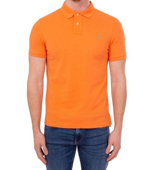 POLO RALPH LAUREN Herren Polo-Shirt Custom Slim Fit Baumwoll-Shirt Kurzarm-Shirt Basic-Shirt 710680784253 Orange