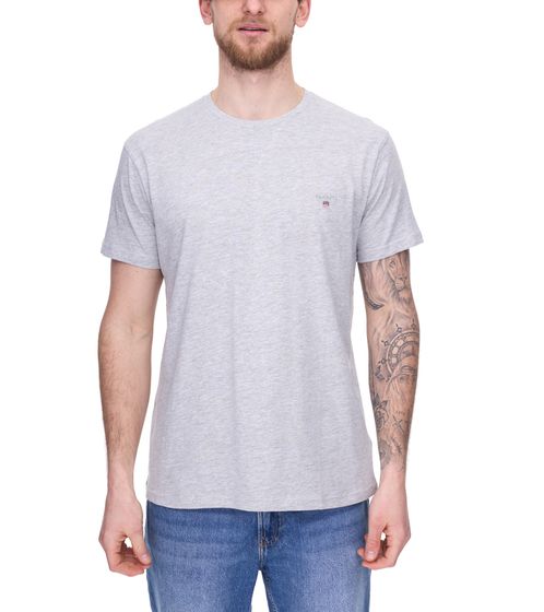 GANT T-shirt homme avec broderie de marque chemise en coton col rond chiné 234100 94 Gris