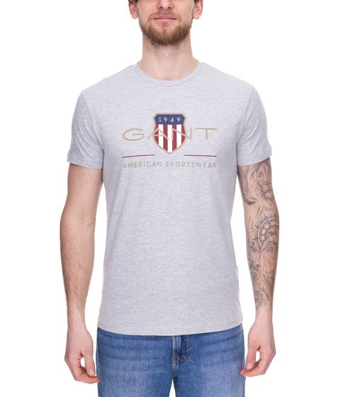 GANT men's T-shirt with large brand print and lettering Cotton shirt Round neck shirt 2003099 93 Gray