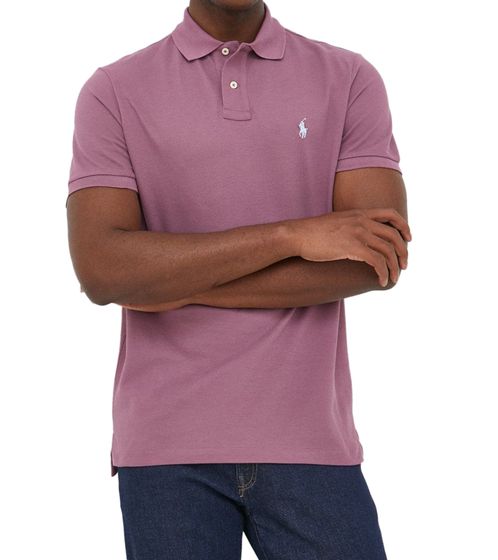 POLO RALPH LAUREN Herren Polo-Shirt Custom Slim Fit Baumwoll-Shirt Kurzarm-Shirt Basic-Shirt 710680784285 Lila