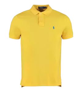 POLO RALPH LAUREN Herren Polo-Shirt Custom Slim Fit Baumwoll-Shirt Kurzarm-Shirt Basic-Shirt 710782592020 Gelb