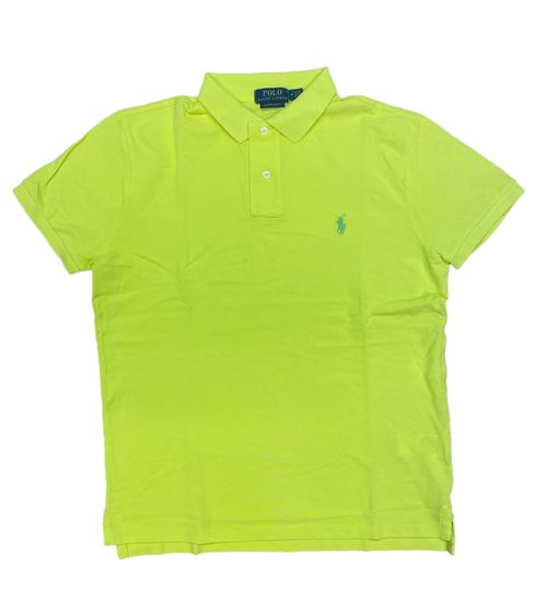 POLO RALPH LAUREN Herren Polo-Shirt Slim Fit Baumwoll-Shirt Kurzarm-Shirt Basic-Shirt 710680784313 Gelb