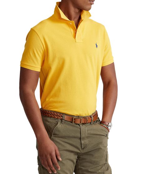 POLO RALPH LAUREN Herren Polo-Shirt Slim Fit Baumwoll-Shirt Kurzarm-Shirt Basic-Shirt 710680784242 Gelb