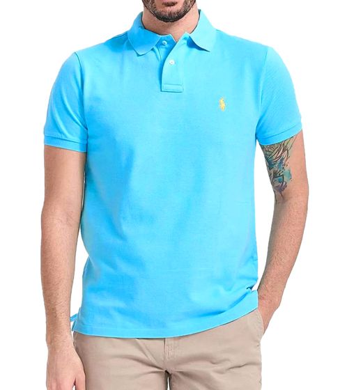 POLO RALPH LAUREN Herren Polo-Shirt Classic Fit Baumwoll-Shirt Kurzarm-Shirt Basic-Shirt 710675974150 Hell-Blau