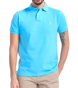 POLO RALPH LAUREN Herren Polo-Shirt Classic Fit Baumwoll-Shirt Kurzarm-Shirt Basic-Shirt 710675974150 Hell-Blau