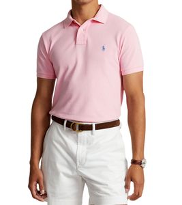 POLO RALPH LAUREN men's polo shirt custom slim fit cotton shirt short sleeve shirt basic shirt 710782592033 pink