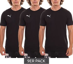 Pack de 9 Puma TeamGOAL 23 chemise décontractée en coton pour hommes avec logo brodé, T-shirts simples, pack économique 656578 03 3 noir