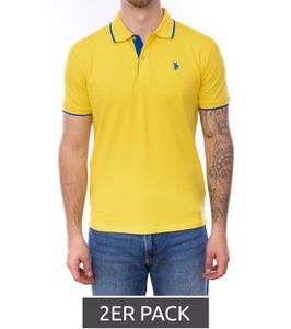 Pack of 2 U.S. POLO ASSN. men's polo shirt, basic shirt, cotton shirt, short-sleeved shirt, economy pack 197 63899 52520 112 yellow/blue