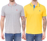 U.S. POLO ASSN. Polo pour homme, chemise basique, chemise en coton, chemise à manches courtes 197 63899 52520 en gris/rouge ou jaune/bleu