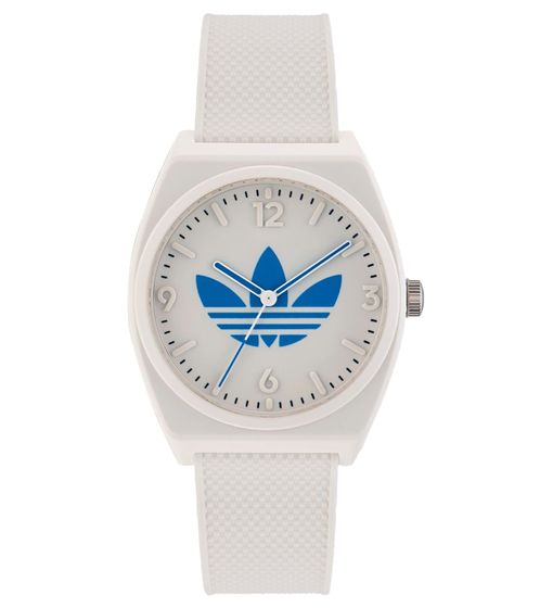 adidas Project Two Armband-Uhr mit Wasserdichtigkeit 5 ATM sportliche Quarzuhr Uhr AOST23048 Weiß/Blau