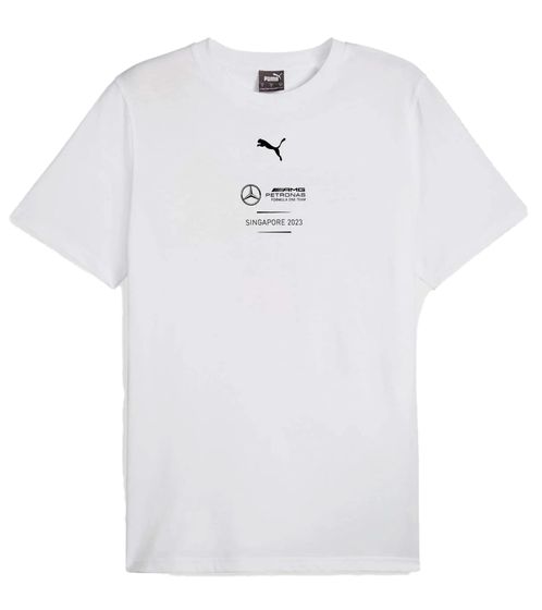 Puma X Mercedes-Benz AMG Petronas F1 Singapore Herren T-Shirt stylisches Baumwoll-Shirt 625443 02 Weiß