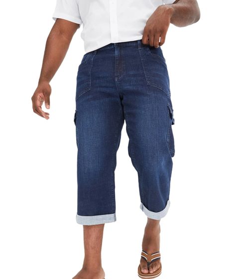 bequeme Herren 7/8-Jeans mit gerader Taille Cargo-Shorts mit gedrehtem Saum Denim-Hose 928037 Dunkel-Blau