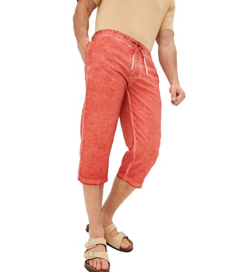 bequeme Herren 3/4-Schlupf-Hose aus Leinen Regular-Fit Sommer-Shorts 964623 Orange