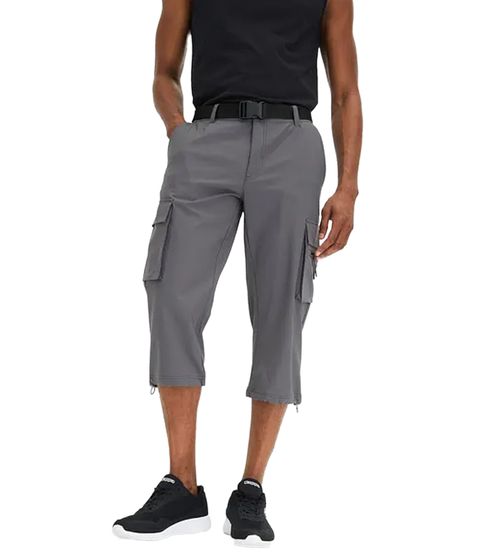 sporty men's functional trousers in 3/4 length summer shorts with belt Bermuda in cargo style 942422 gray