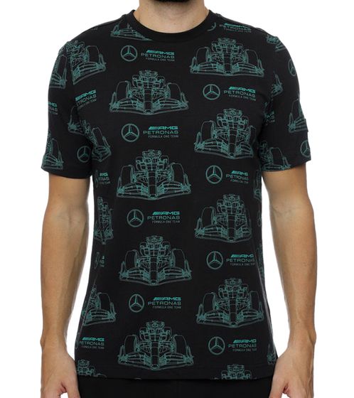 Puma X Mercedes-Benz AMG Petronas F1 men's T-shirt stylish cotton shirt with all-over racing car print 621156 01 black