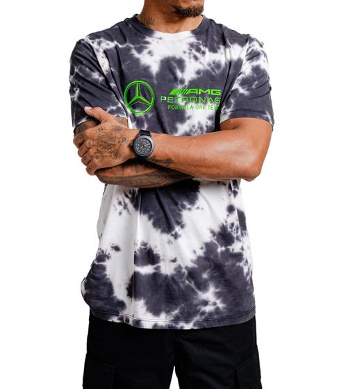 Mercedes-Benz AMG Petronas F1 MAPF1 FW Tie Dye Herren T-Shirt mit Batik-Muster Baumwoll-Shirt 701225135 001 Grau/Grün