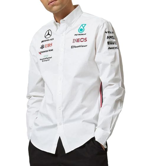 Mercedes-Benz AMG Petronas F1 Team Shirt 2023 Men's Long-Sleeved Shirt with Embroidery 701223406 001 White