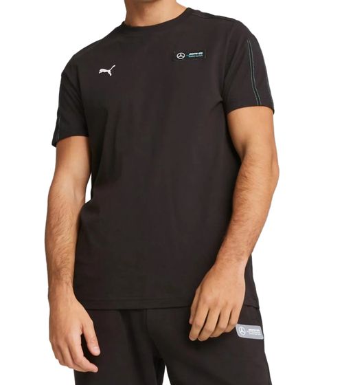 Puma X Mercedes-Benz AMG Petronas F1 MT7 men's T-shirt with racing car print on the back, cotton shirt 621143 01 black