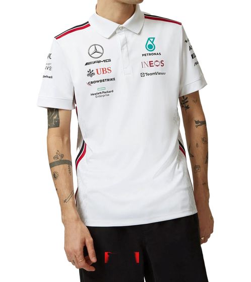 Mercedes-Benz AMG Petronas F1 2023 Team-Poloshirt Herren Motorsport-Shirt Kurzarm-Shirt 701223408 002 Weiß