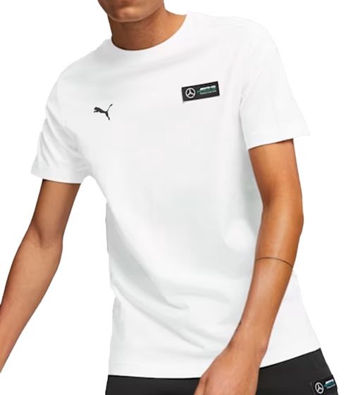 Puma X Mercedes-Benz AMG Petronas F1 MT7 men's T-shirt with racing car print on the back cotton shirt 621143 03 white