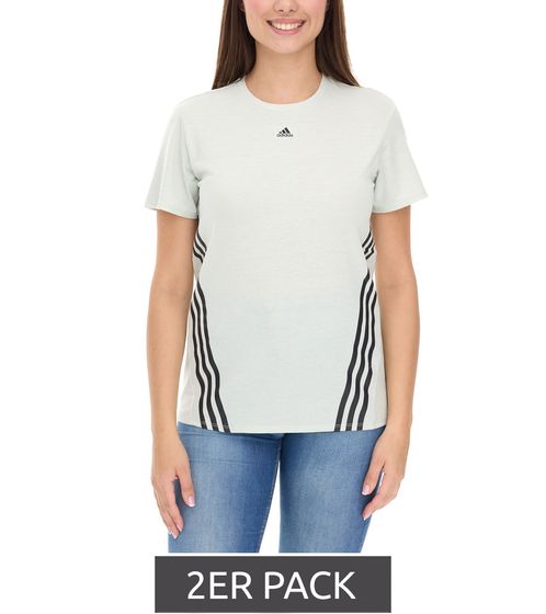 Pack of 2 adidas women's sustainable sports shirt, round neck shirt, fitness shirt, sports top, short sleeve shirt, economy pack HK6976 green/black