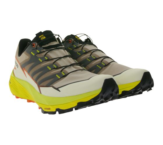 Chaussures de trail running SALOMON Thundercross pour homme avec crampons agressifs de 5 mm Baskets Chaussures de course 475231 Beige/Jaune