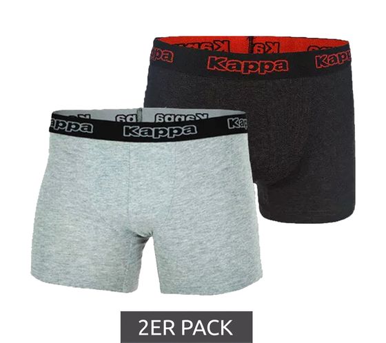 Pack of 2 Kappa men's boxer shorts with brand lettering and logo underpants 351K1JW ADK dark grey/light grey/red