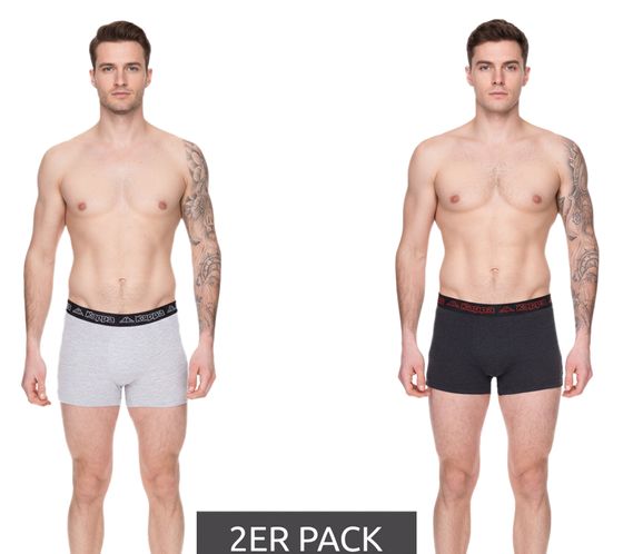 Lot de 2 boxers homme Kappa avec lettrage de marque et logo caleçon 351K1JW ADK gris foncé/gris clair/rouge