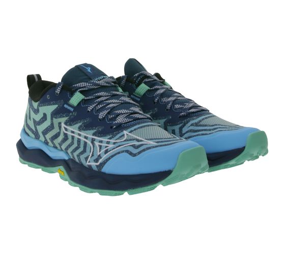 Chaussures de trail Mizuno Wave Daichi 8 pour femme avec mousse Enerzy et Vibram Megagrip J1GK247173 Bleu/Vert