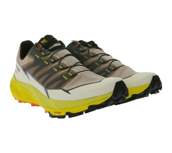 Chaussures de trail running SALOMON Thundercross pour femme avec crampons agressifs de 5 mm Baskets Chaussures de course 475232 Beige/Jaune