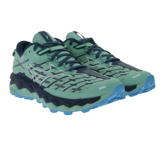 Chaussures de trail running Mizuno Wave Mujin 10 pour femme avec mousse Enerzy et Vibram Megagrip J1GK247073 Bleu/Vert