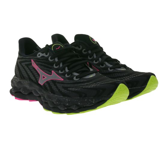 Chaussures de jogging pour femmes et hommes MIZUNO Wave Sky 8 Chaussures de course avec mousse Enerzy J1GC240206 Noir/Rose/Jaune