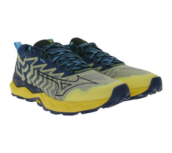 Chaussures de trail running Mizuno Wave Daichi 8 pour homme avec mousse Enerzy et Vibram Megagrip J1GJ247153 Bleu/Orange clair