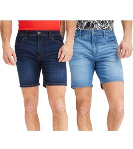 lightweight men's long jeans shorts, loose fit denim Bermuda shorts with comfortable waistband, shorts made of organic cotton in dark blue or light blue