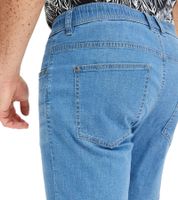 leichte Herren Jeans-Shorts Loose-Fit Denim-Bermuda mit Bequembund kurze Hose aus Bio-Baumwolle in Dunkel-Blau oder Hell-Blau