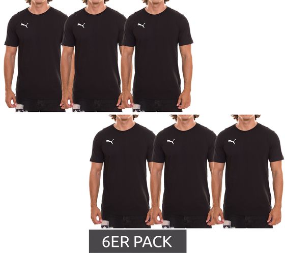 6er Sparpack PUMA TeamGoal 23 Casual Herren T-Shirt mit Puma Logo Baumwoll-Shirt Fußball 656578 03 Schwarz