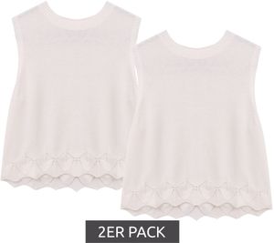 2er Pack Kinder schlichtes Mädchen Sommer-Top Baumwoll-Shirt Strick-Top Rundhals-Shirt 915913 Weiß 2er Pack Kinder schlichtes Mädchen Sommer-Top Baumwoll-Shirt Strick-Top Rundhals-Shirt 915913 Weiß