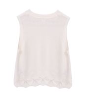 Lot de 2 hauts d'été simples pour filles, chemise en coton, haut tricoté, chemise col rond 915913 blanc