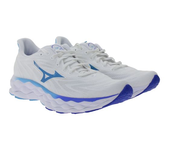 Chaussures de jogging pour femmes et hommes MIZUNO Wave Sky 8 Chaussures de course avec mousse Enerzy J1GD240221 Blanc/Bleu