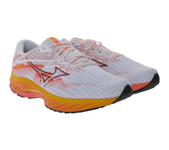 Chaussures de jogging MIZUNO Wave Rider 27 Chaussures de course avec mousse Enerzy et plaque Wave J1GD230371 Gris clair/Saumon/Orange