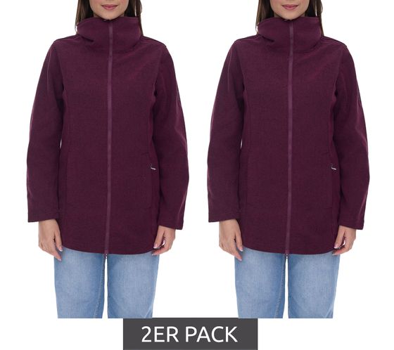 2-pack McKINLEY Paulina W women's jacket knitted fleece jacket with high stand-up collar structured fleece 294652 904 911 wine red