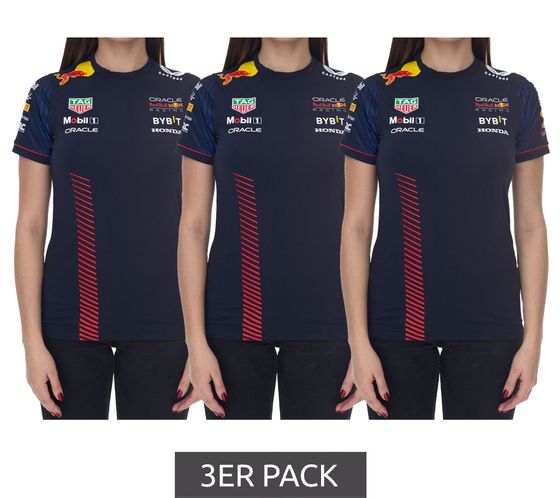 Pack of 3 Oracle Red Bull Racing Formula 1 F1 Team Verstappen Pérez Women's T-Shirt with Graphic Prints Sports Shirt TF2644 Navy