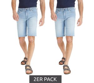 2er Pack lässige Herren Stretch Jeans-Bermuda im 5-Pocket Style kurze Denim-Shorts 959131 Blau