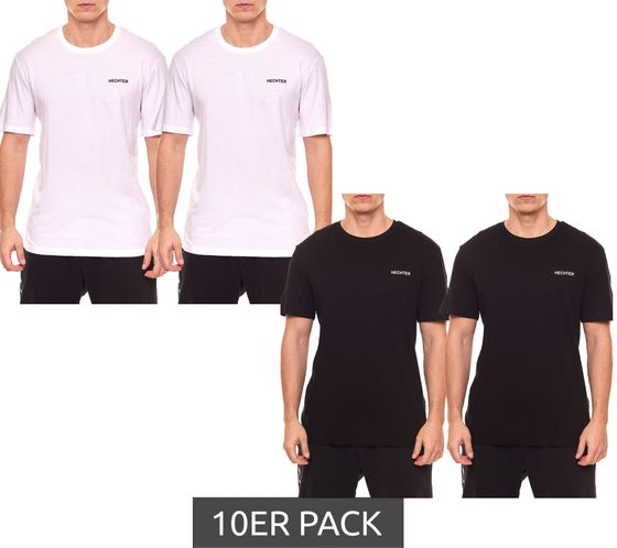 10er Pack HECHTER STUDIO Herren Rundhals-Shirt Baumwoll T-Shirt NI58100 700 Weiß oder Schwarz