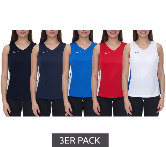 Pack of 3 NIKE Team Fitness women's tank top with DryFit sports shirt training shirt NT0211 red, blue, white, black, green